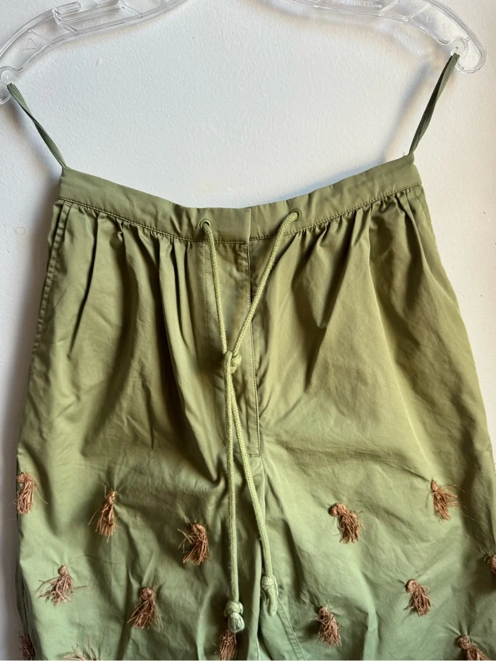 Tory Burch Olive Drawstring Waist Trousers